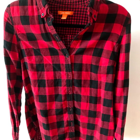 Joe Fresh Red and Black Flannel (Womens) - Picture 3 of 5